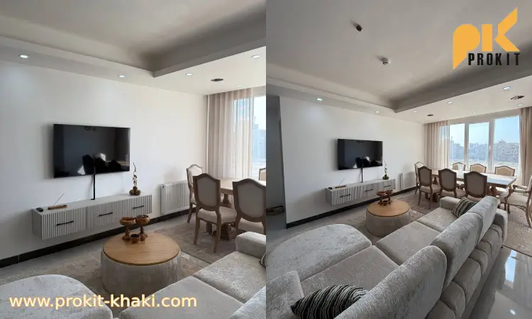 هزینه میز تلویزیون نئوکلاسیک خاکستری