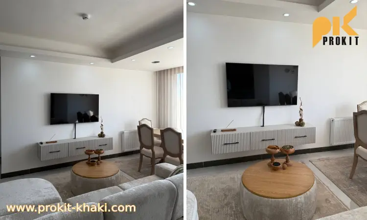 میز تلویزیون نئوکلاسیک خاکستری